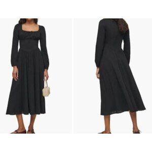 Reformation Oria Women's Dress Black Midi Long Sleeve Flowy Size 4 NEW USA